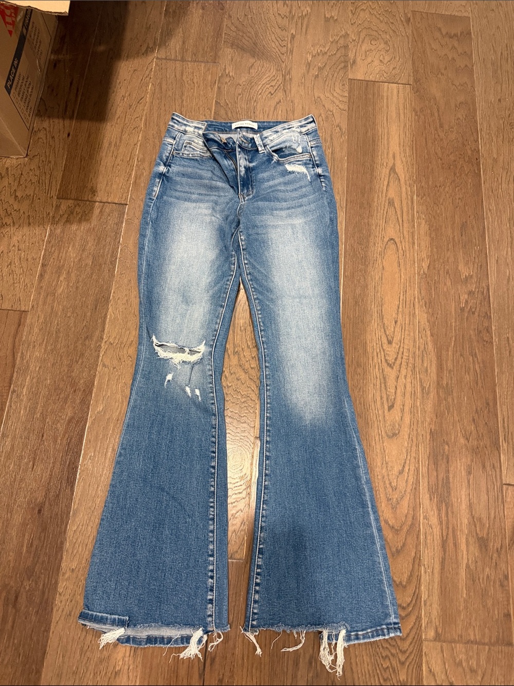 Flying Monkey Light Blue Distressed Flare Jeans
